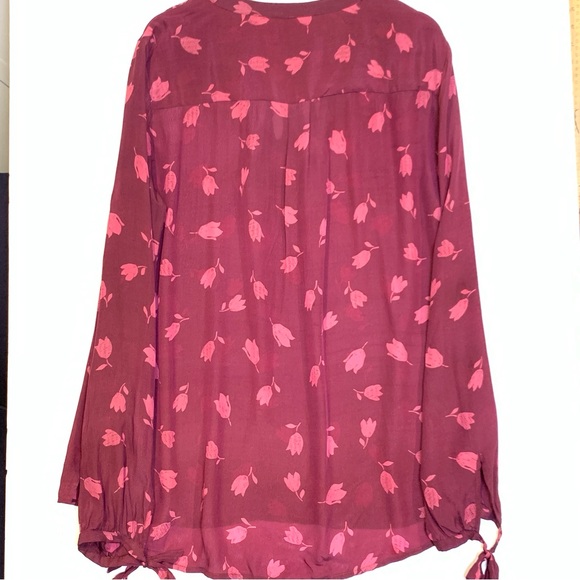 Long Tall Sally Size Red Floral Long Sleeve Blouse Size 14 - Picture 2 of 13